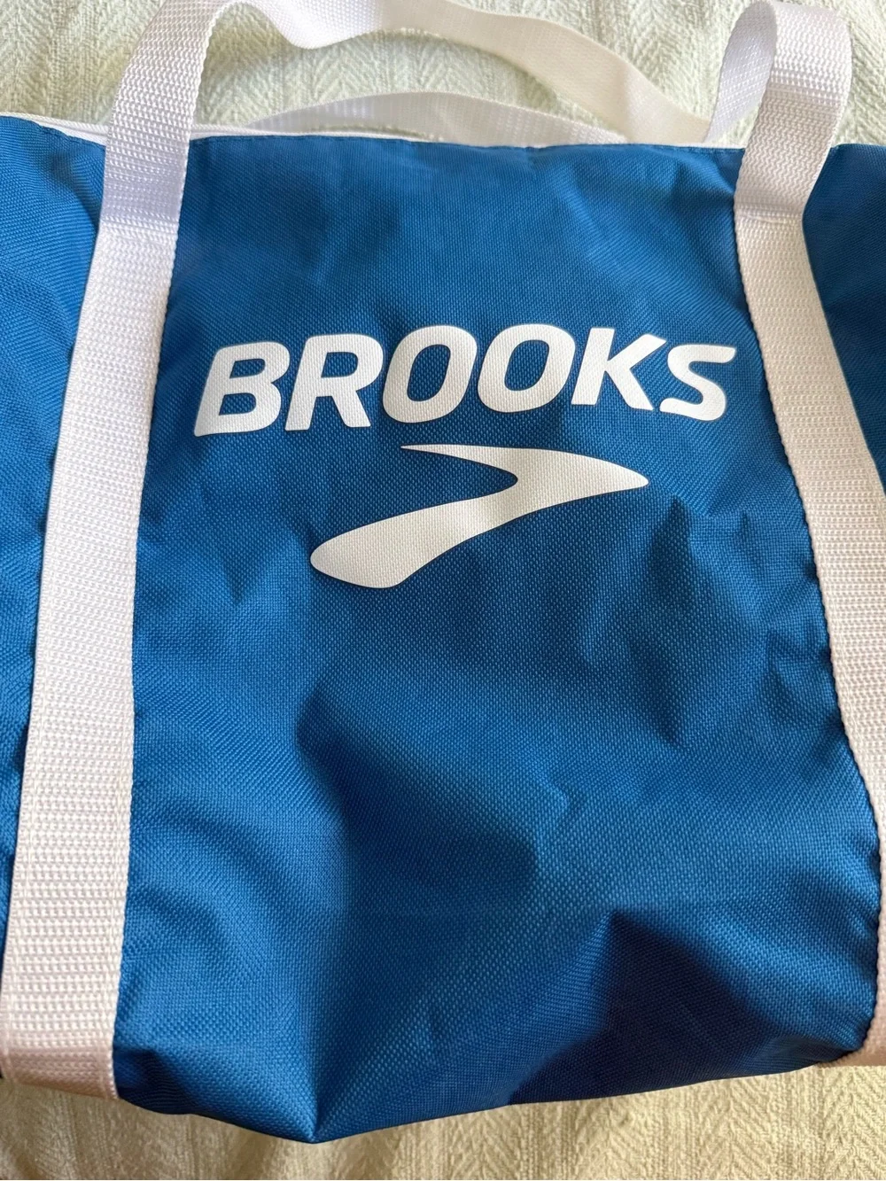 Brooks Teal Blue Duffel Bag with White Straps